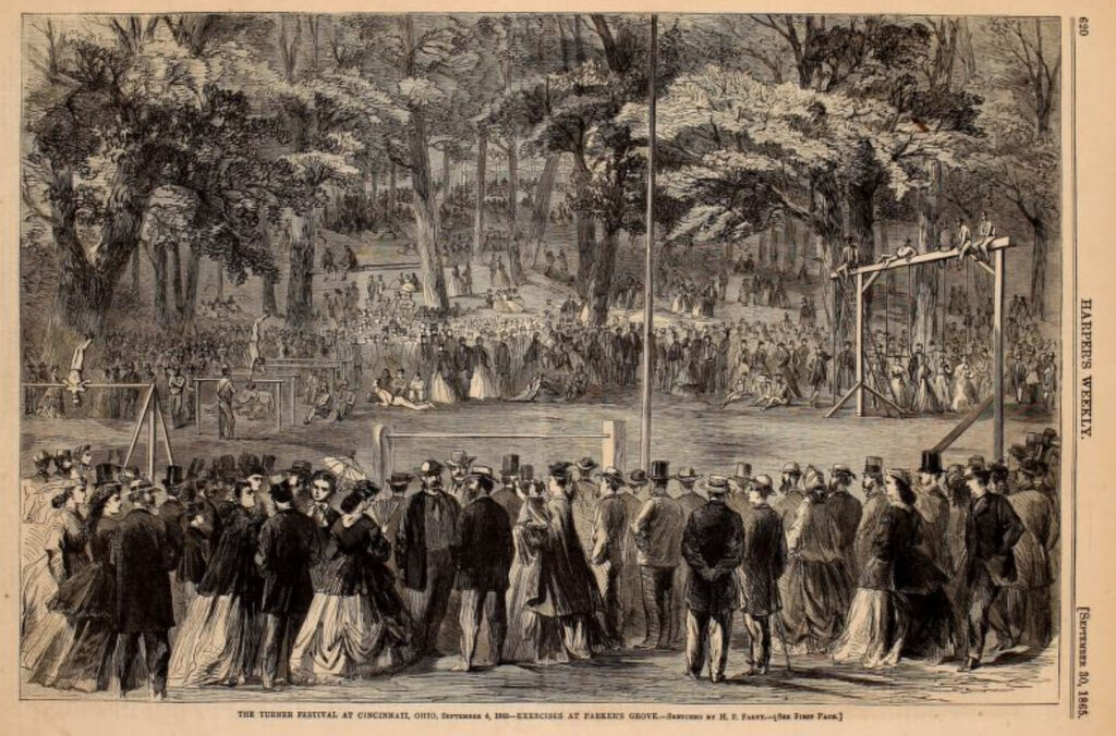 This Henry Farny Sketch appears in the September 30, 1865,  issue of Harpers Weekly, pg. 621, and covers the September 4th Turner Festival.